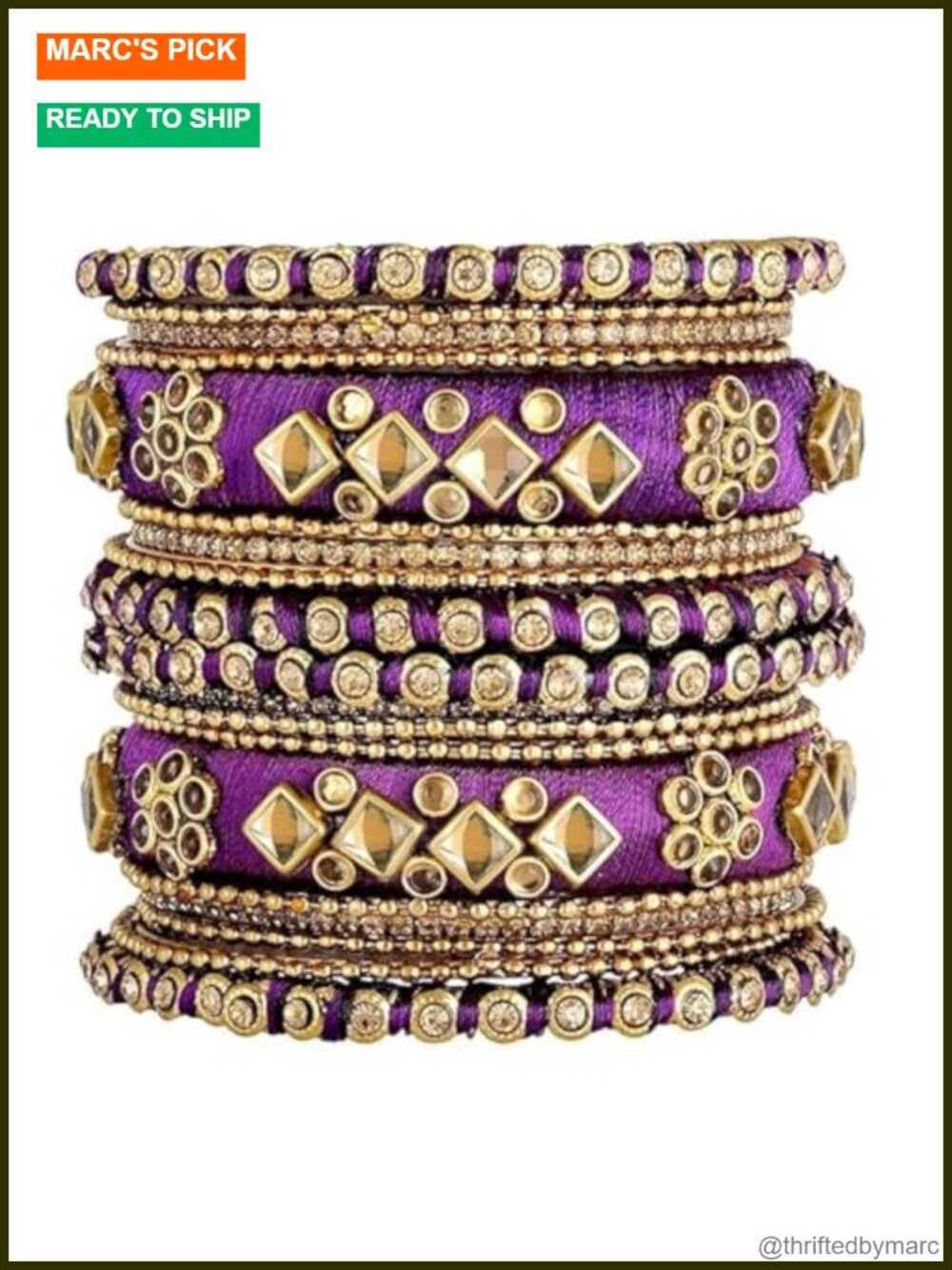 Handmade Silk Thread Faux Stone Studded Bangle Set Chudha Indian Wedding Jewelry